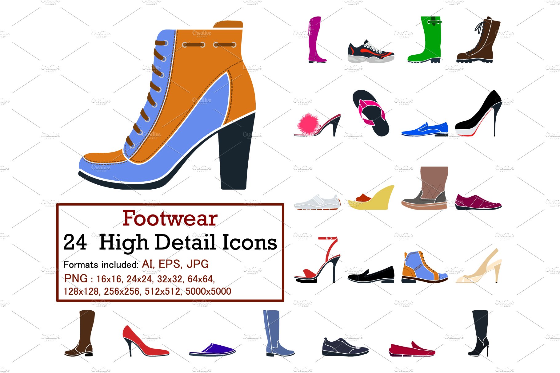 Footwear Icon Set cover image.