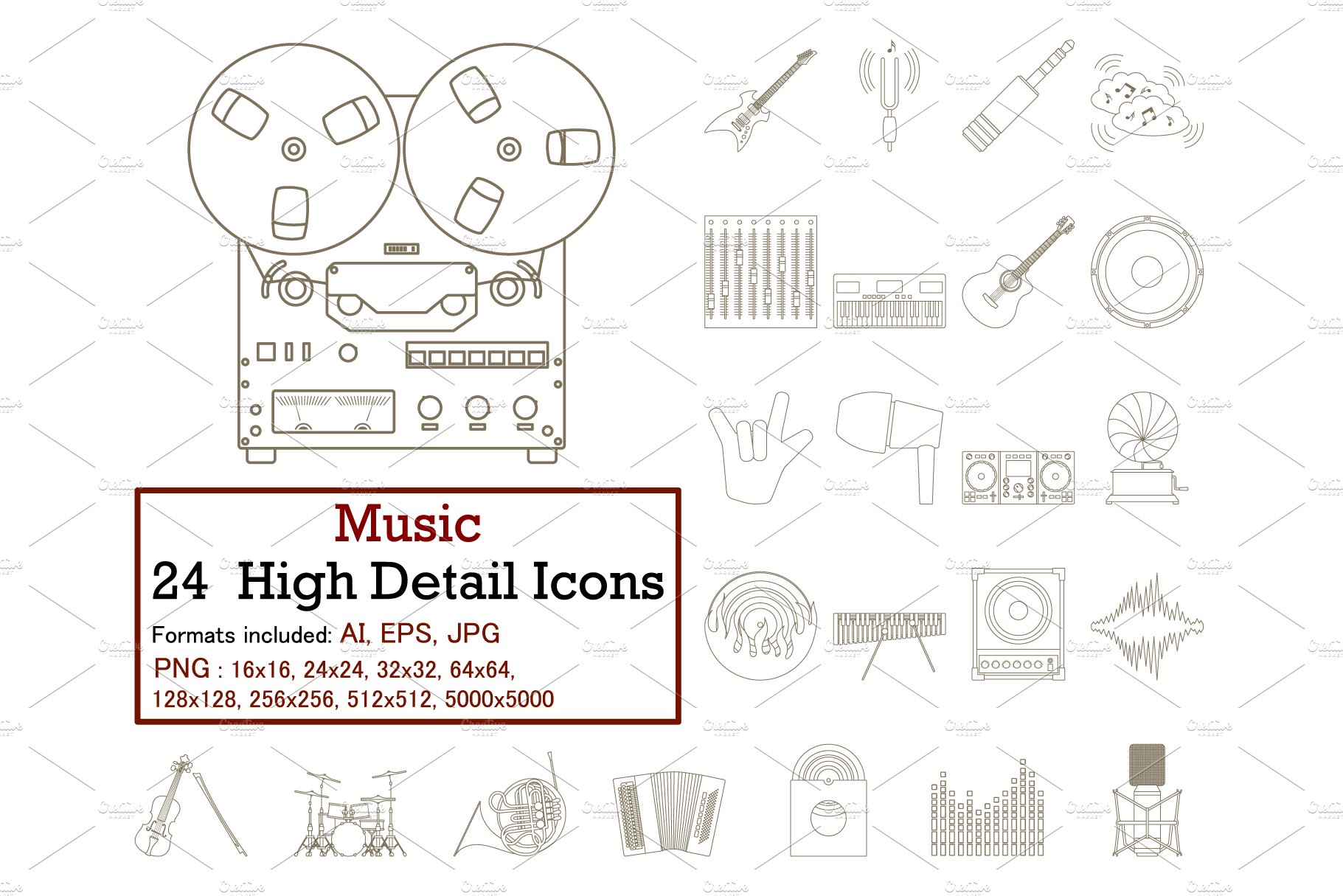 Music Icon Set cover image.