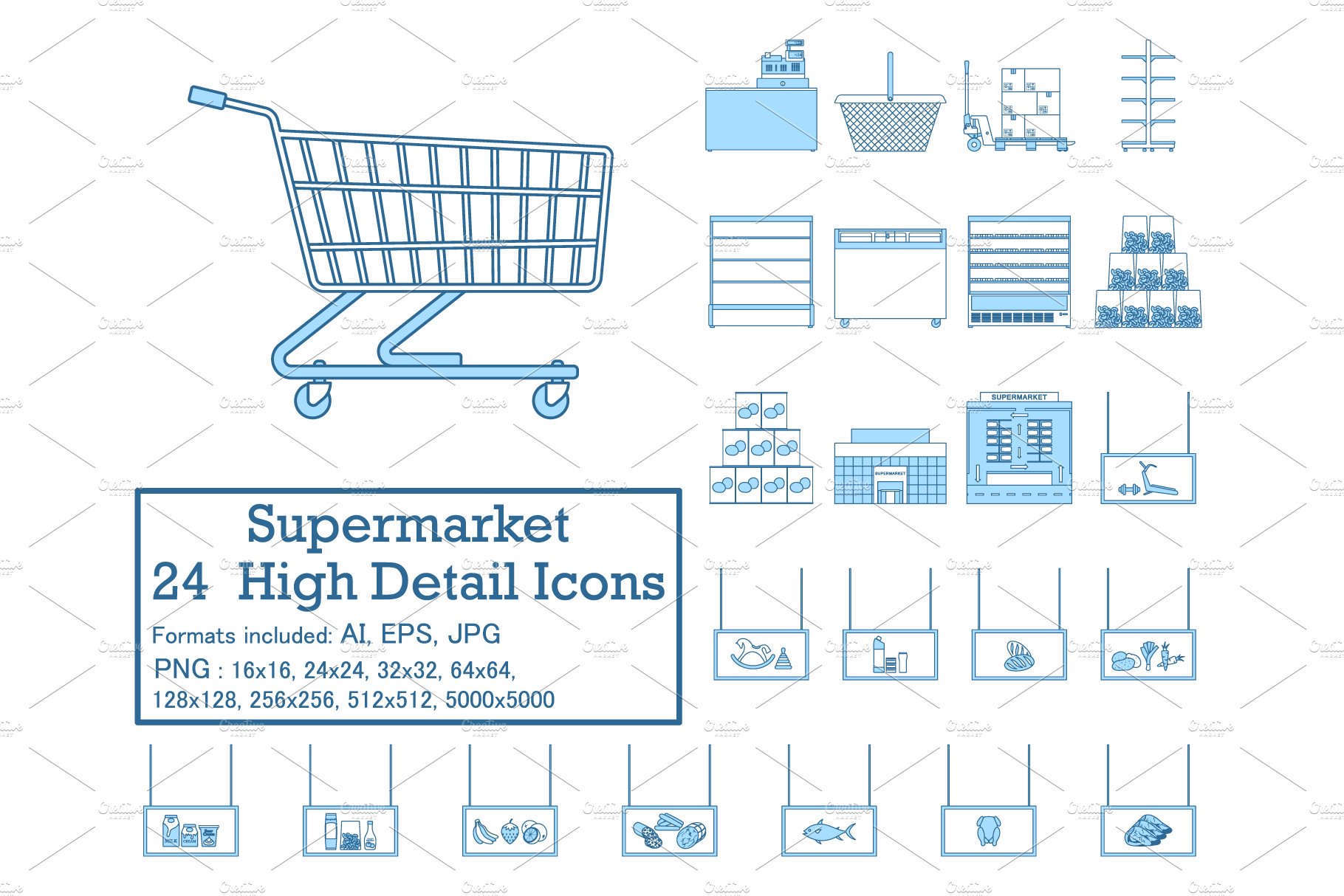 Supermarket Icon Set cover image.