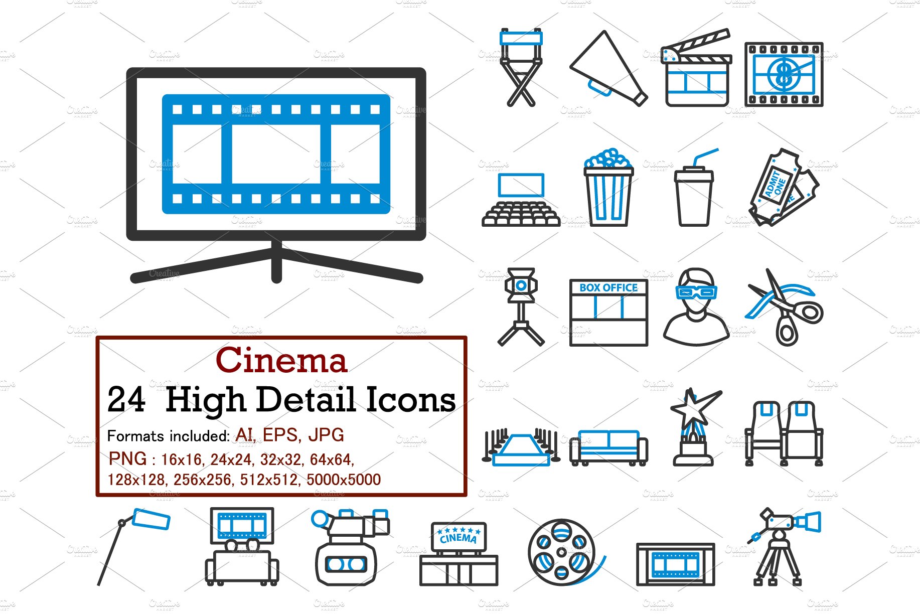Cinema Icon Set cover image.