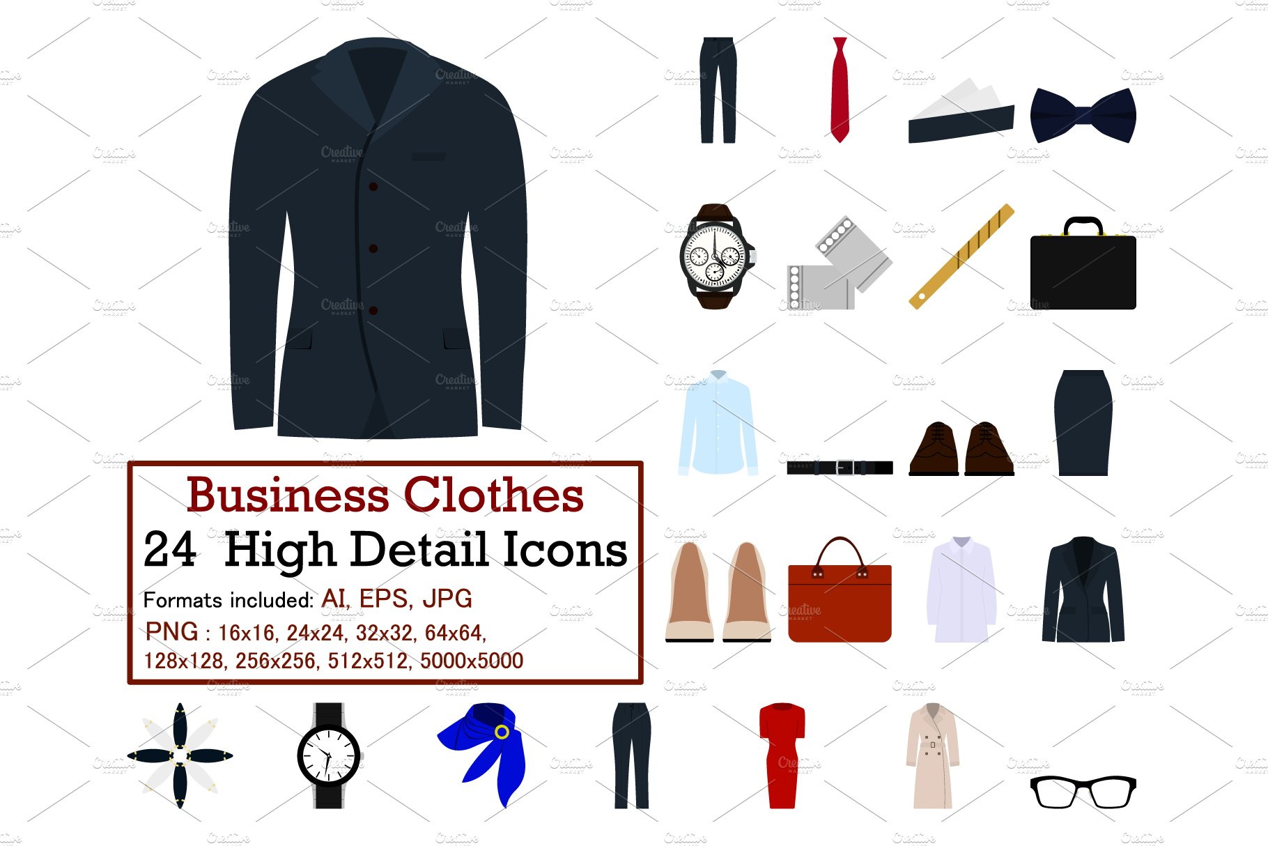 Business Clothes Icon Set cover image.