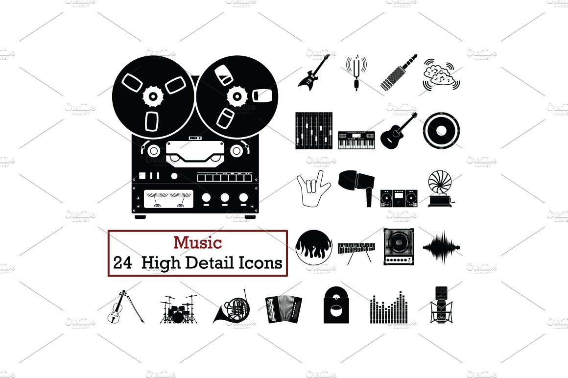 Set of 24  Music Icons cover image.