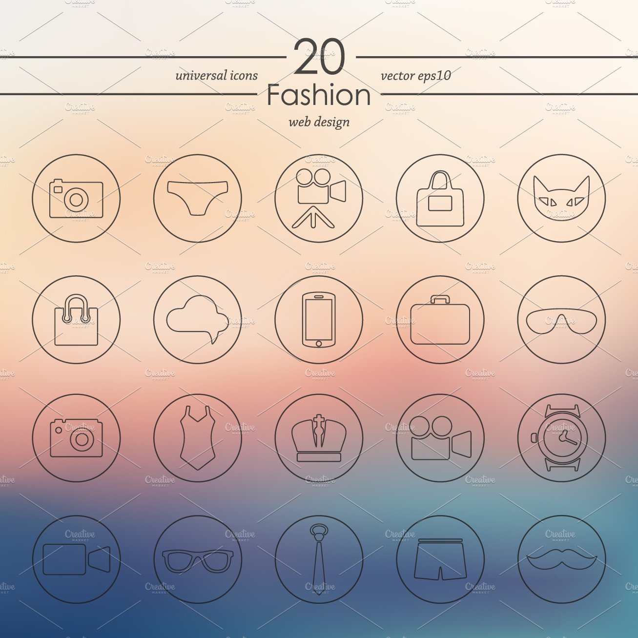 20 FASHION icons preview image.