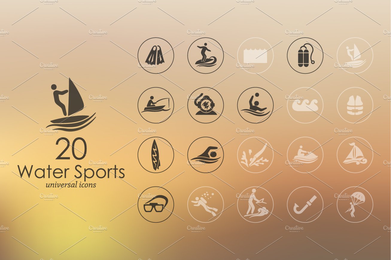 20 WATER SPORTS icons cover image.