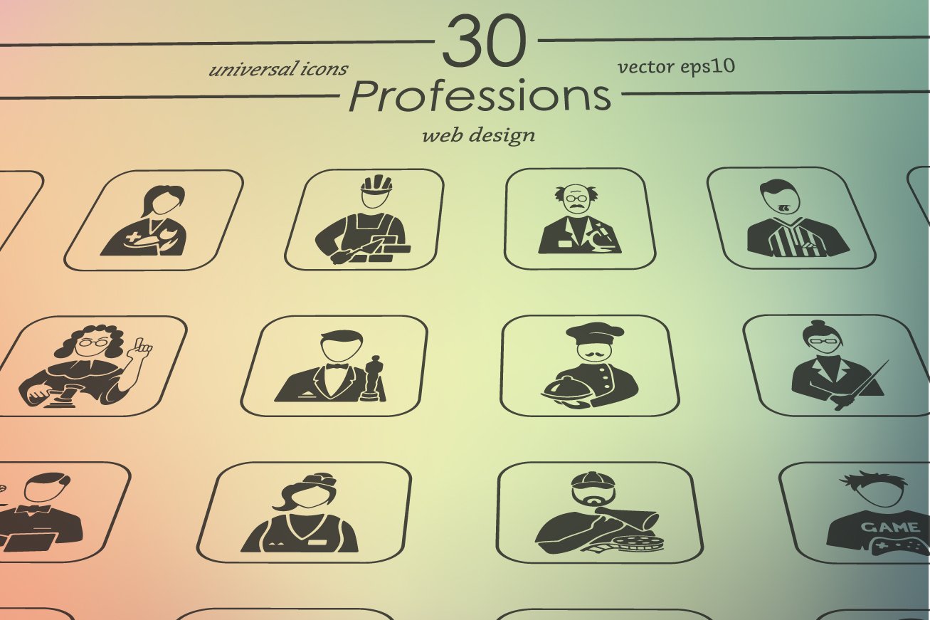 30 PROFESSIONS simple icons cover image.