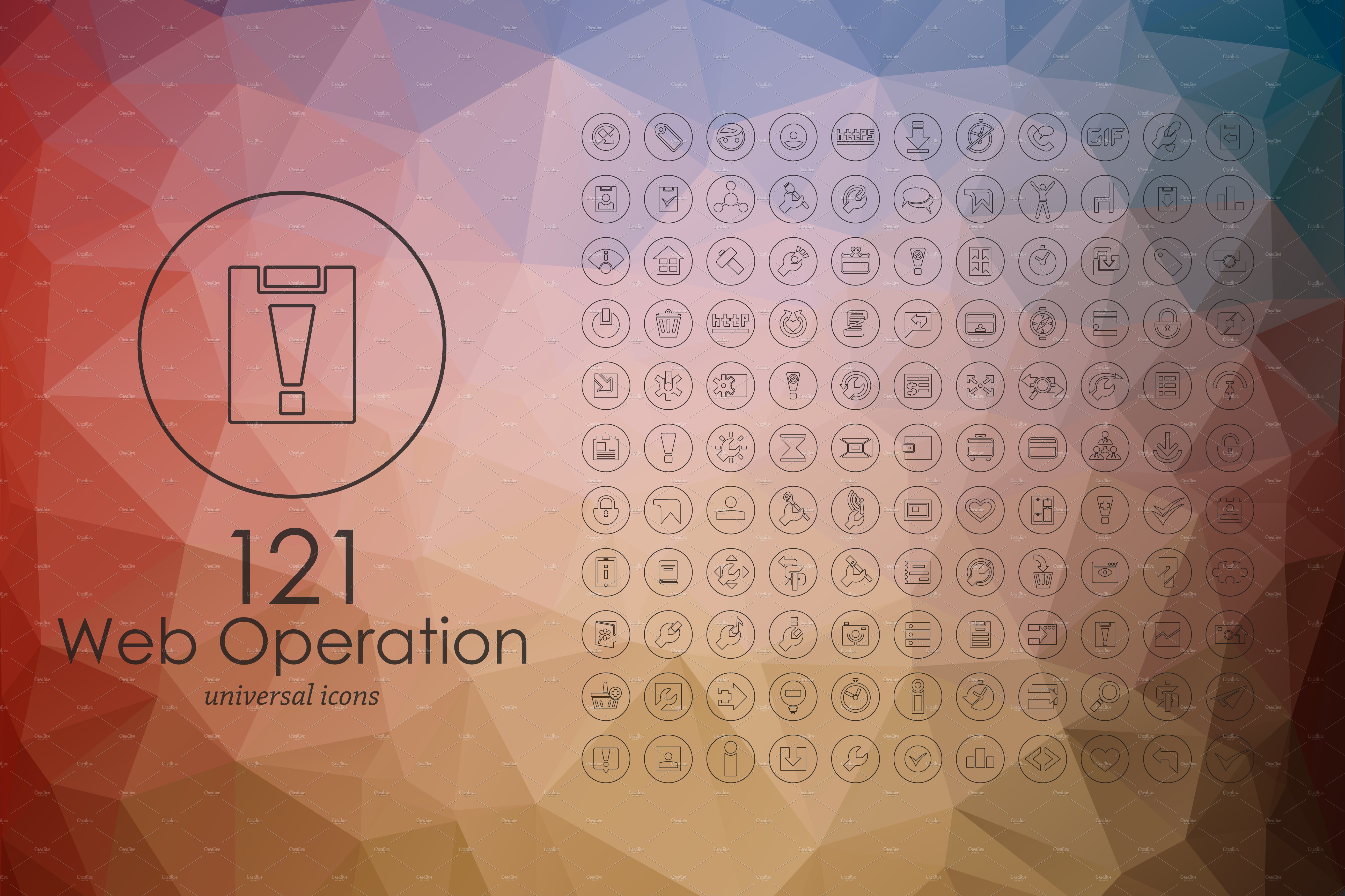 121 web operation line icons cover image.