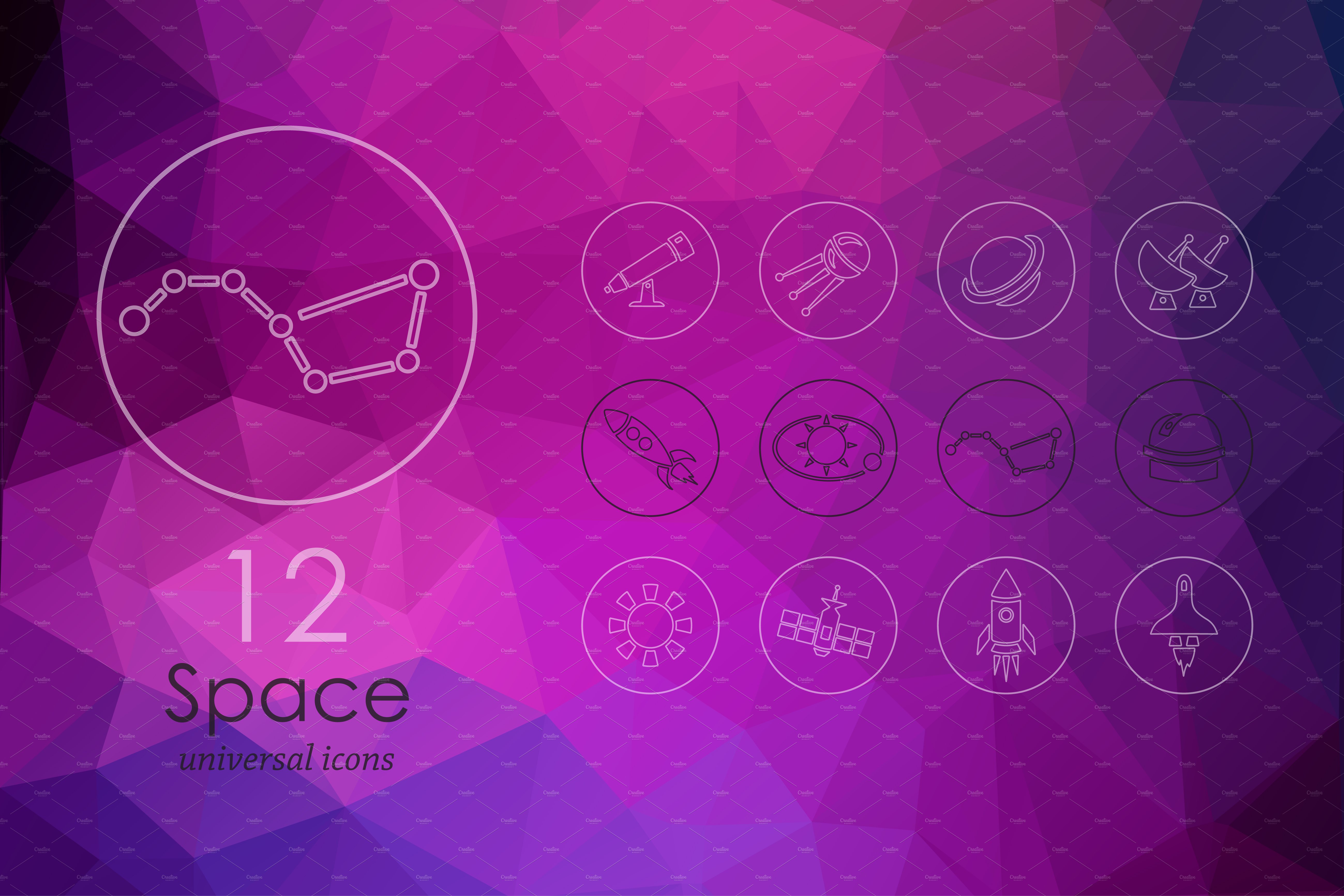 12 space line icons cover image.