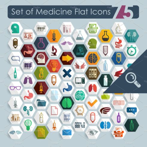 75 MEDICAL flat icons cover image.