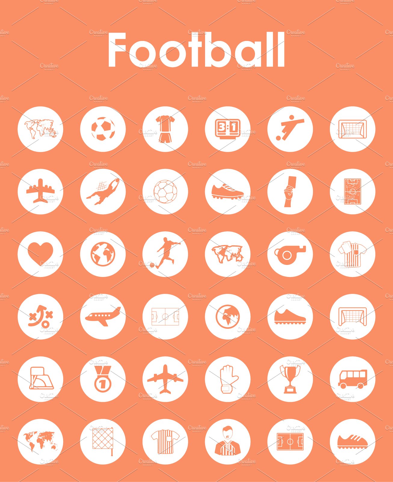 36 FOOTBALL simple icons preview image.