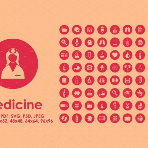 72 medicine icons cover image.