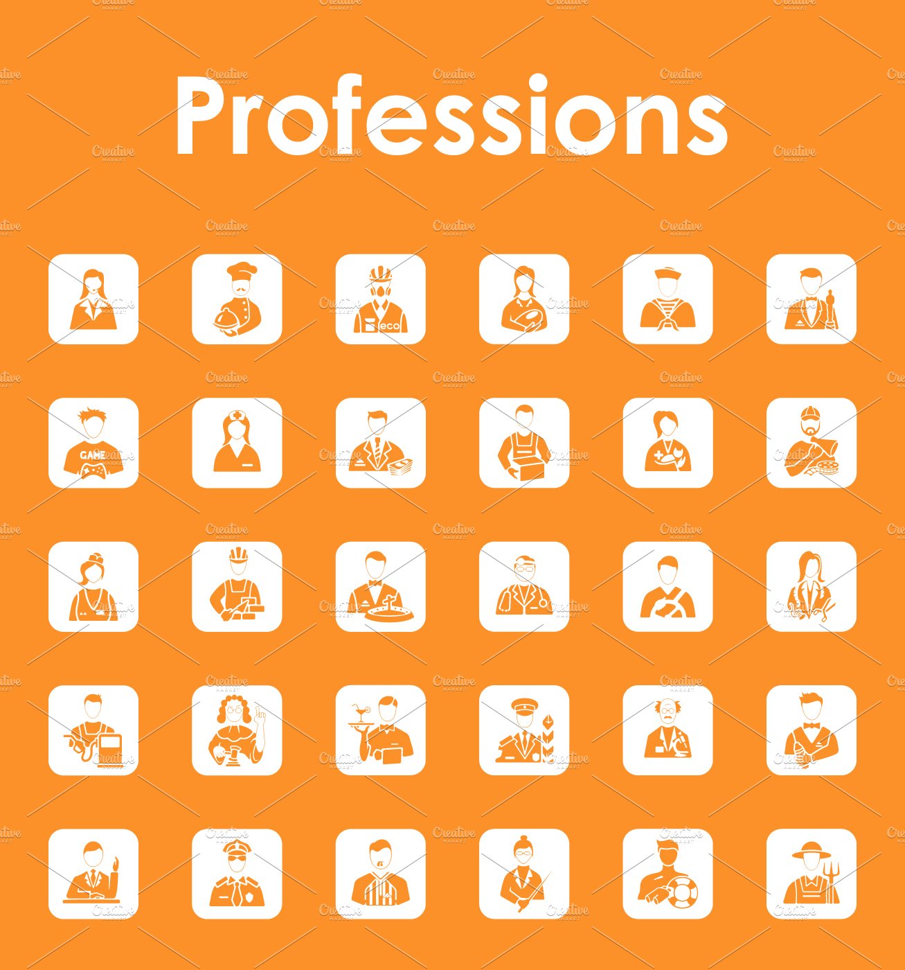 Set of professions simple icons preview image.