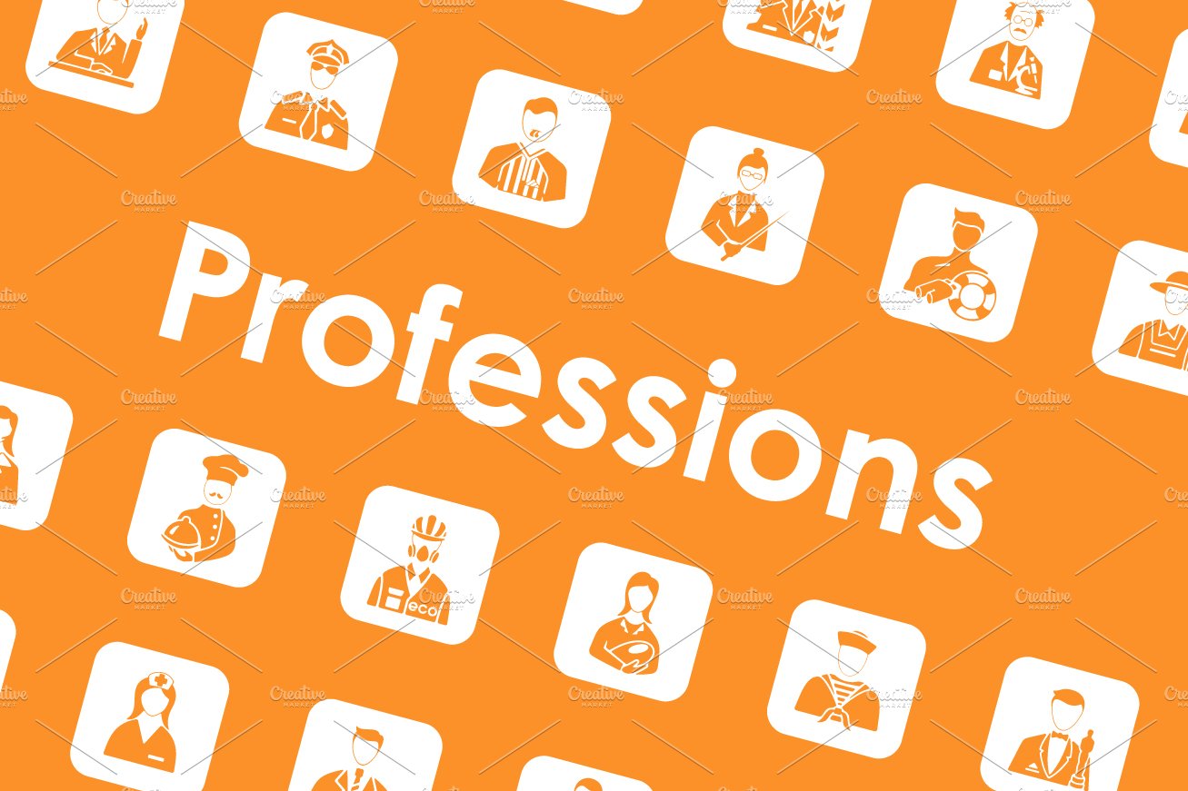 Set of professions simple icons cover image.