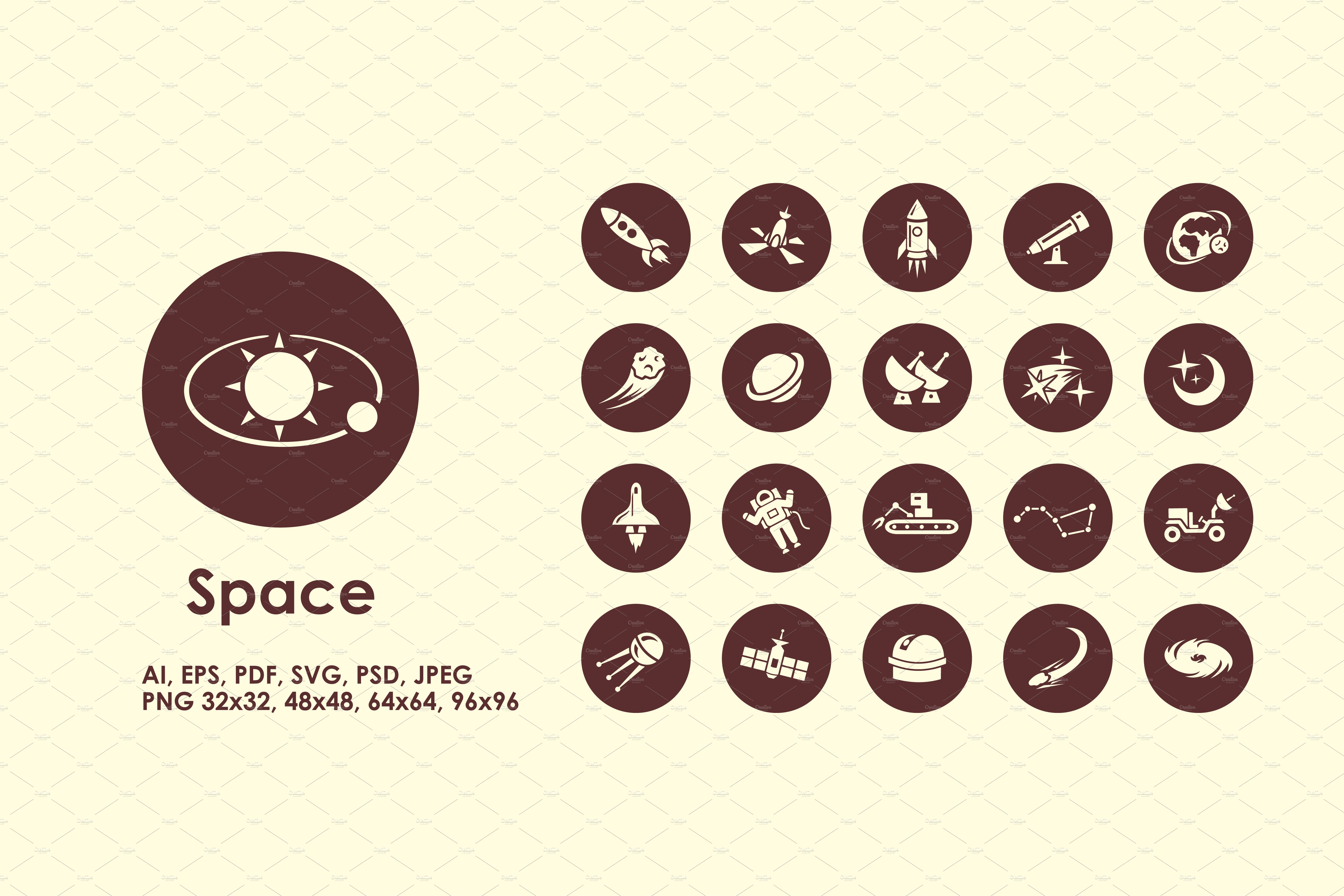 Space simple icons cover image.