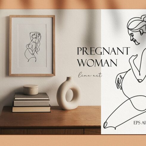 Pregnant woman line art cover image.