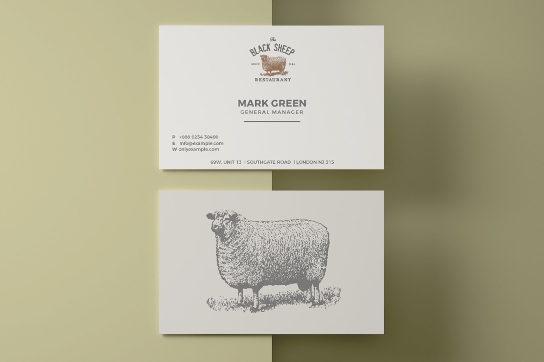 Sheep vintage logo + business card preview image.