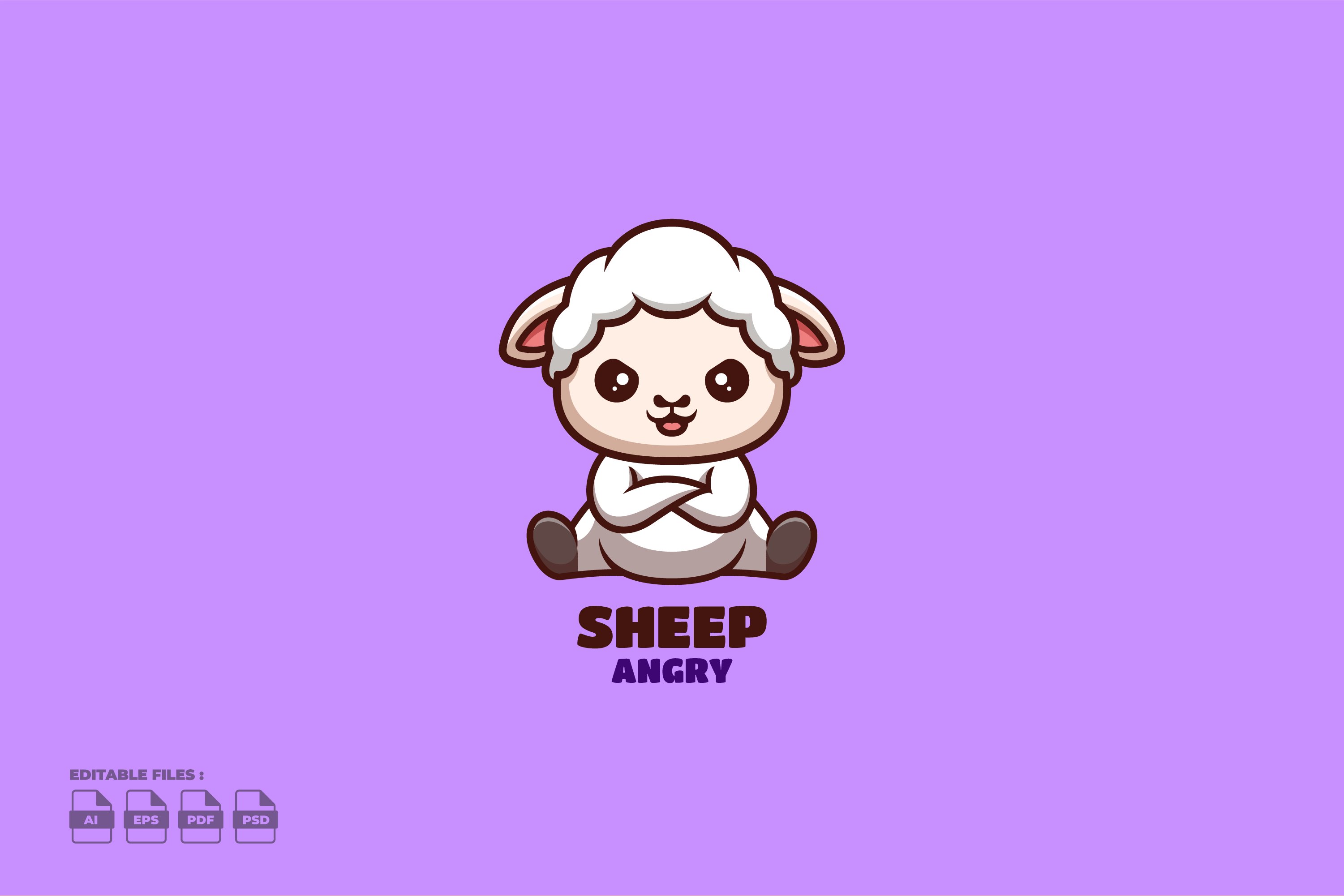 Angry Sheep Cute Mascot Logo cover image.