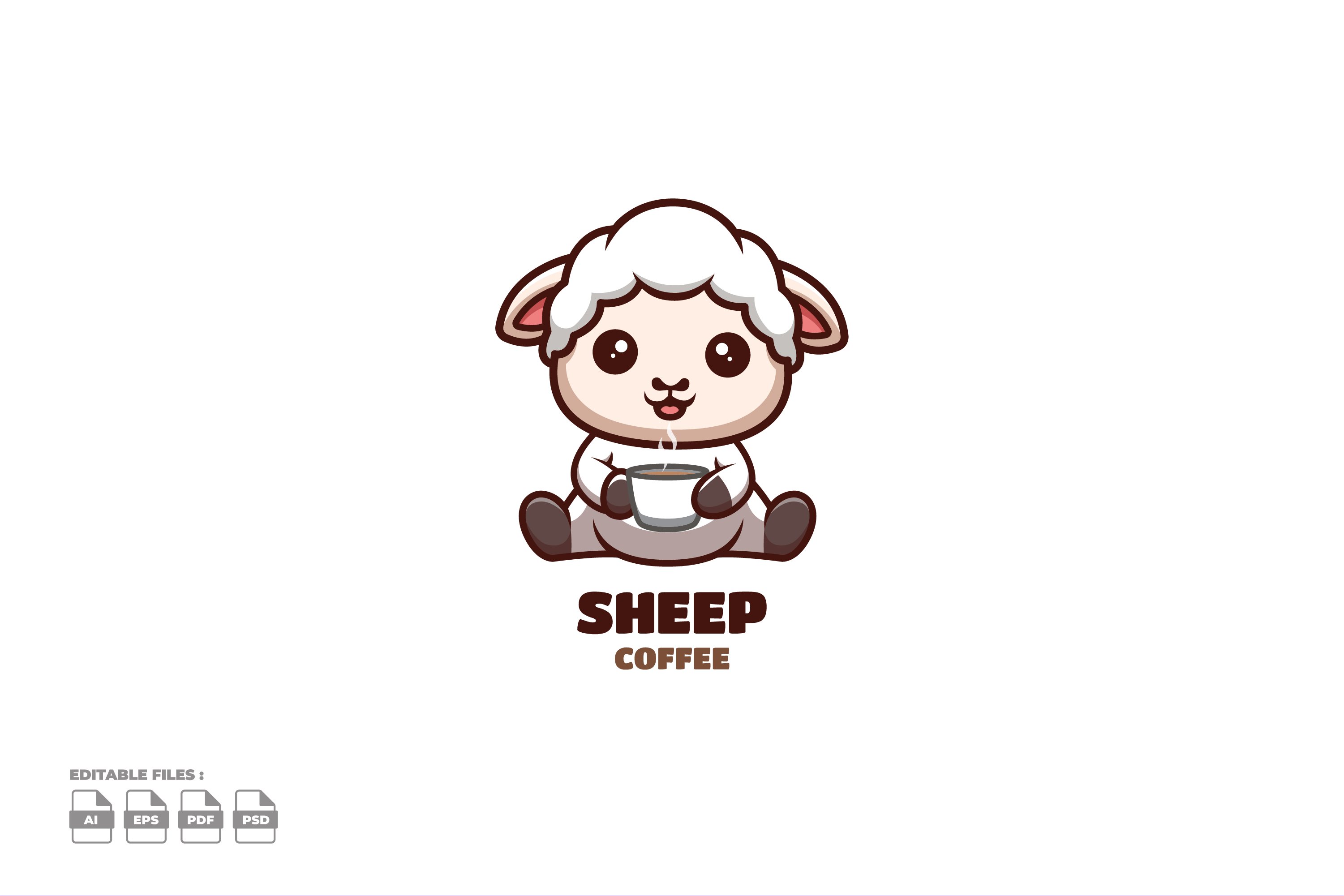 Coffee Sheep Cute Mascot Logo cover image.