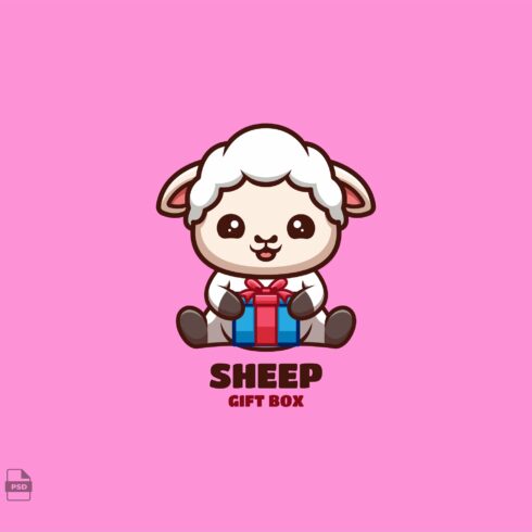 Gift Box Sheep Cute Mascot Logo cover image.