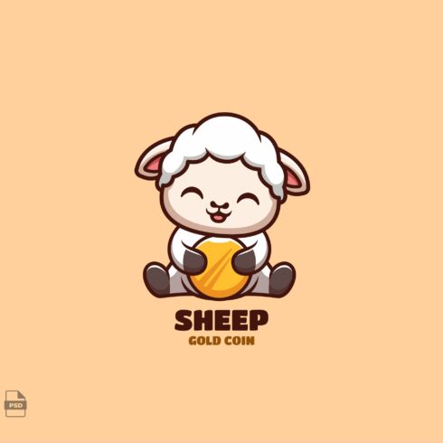 Gold Coin Sheep Cute Mascot Logo cover image.