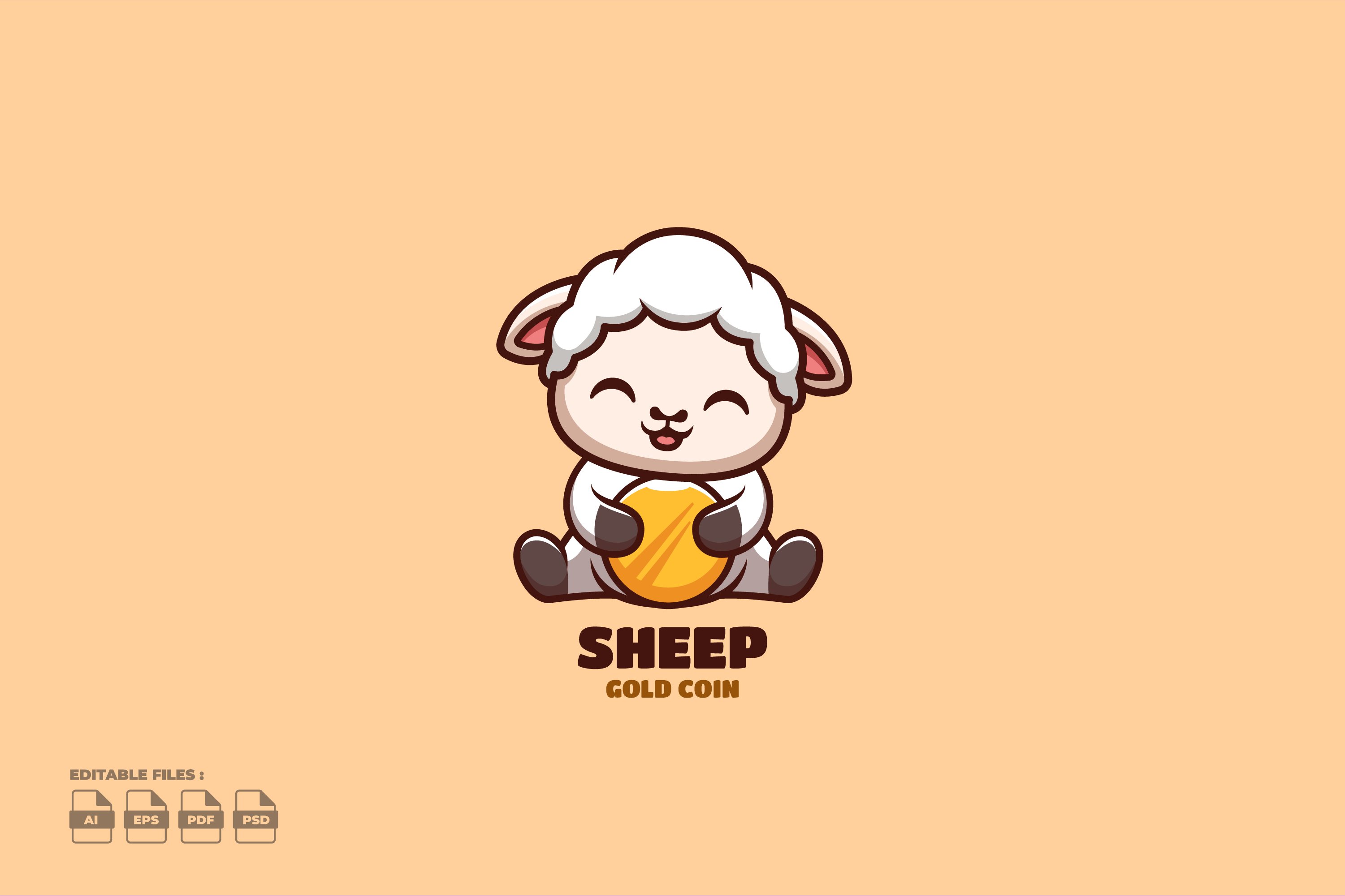 Gold Coin Sheep Cute Mascot Logo cover image.