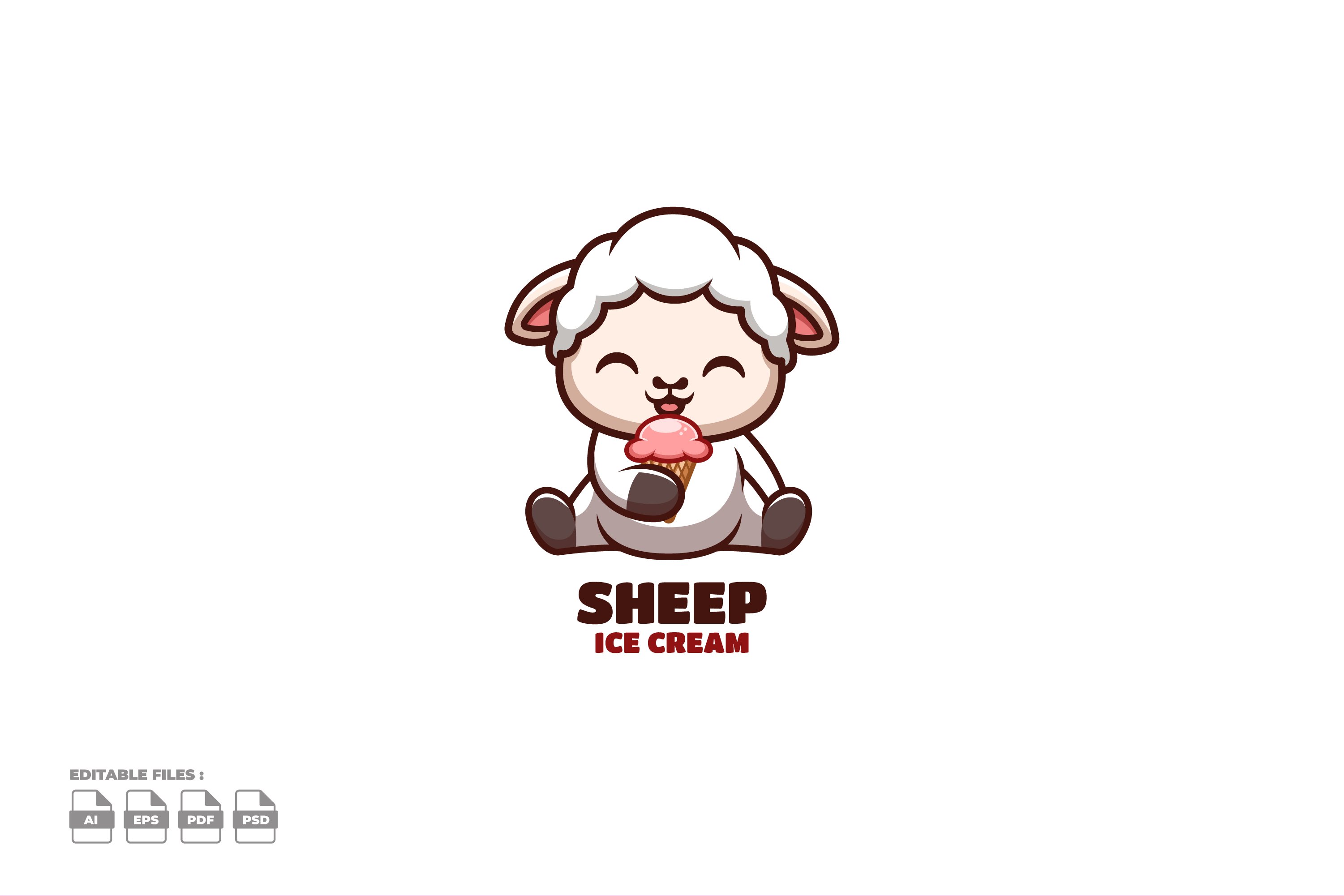 Ice Cream Sheep Cute Mascot Logo cover image.