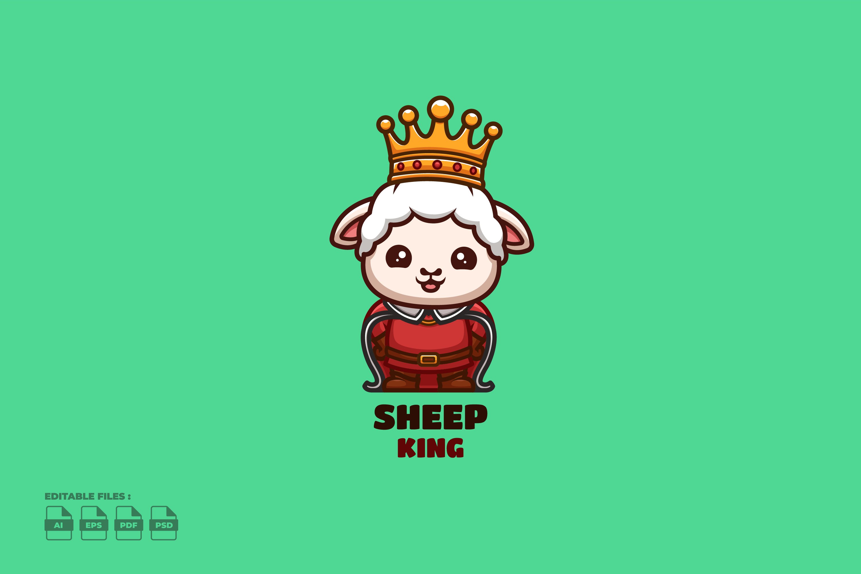 King Sheep Cute Mascot Logo cover image.