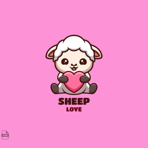 Love Sheep Cute Mascot Logo cover image.