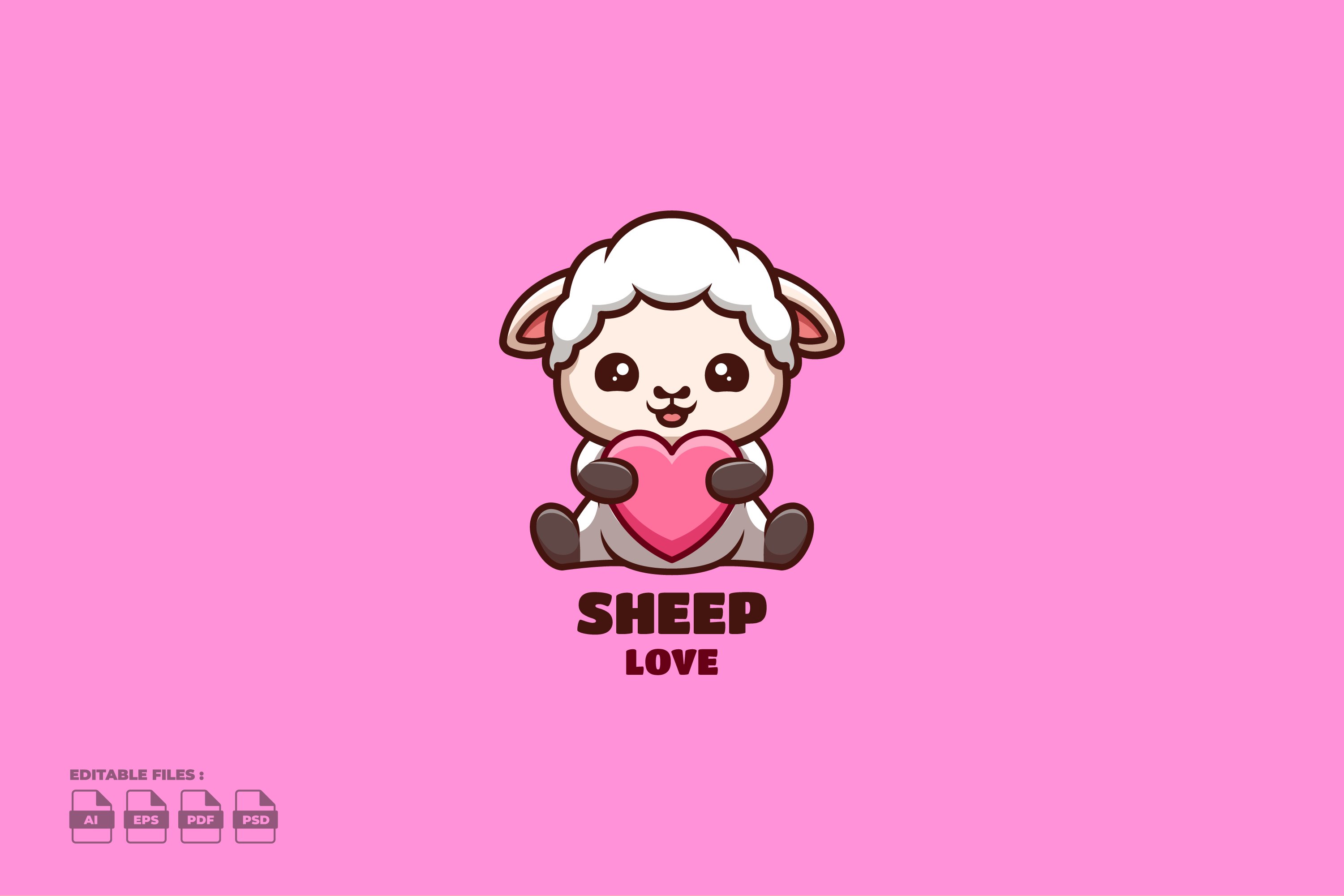 Love Sheep Cute Mascot Logo cover image.