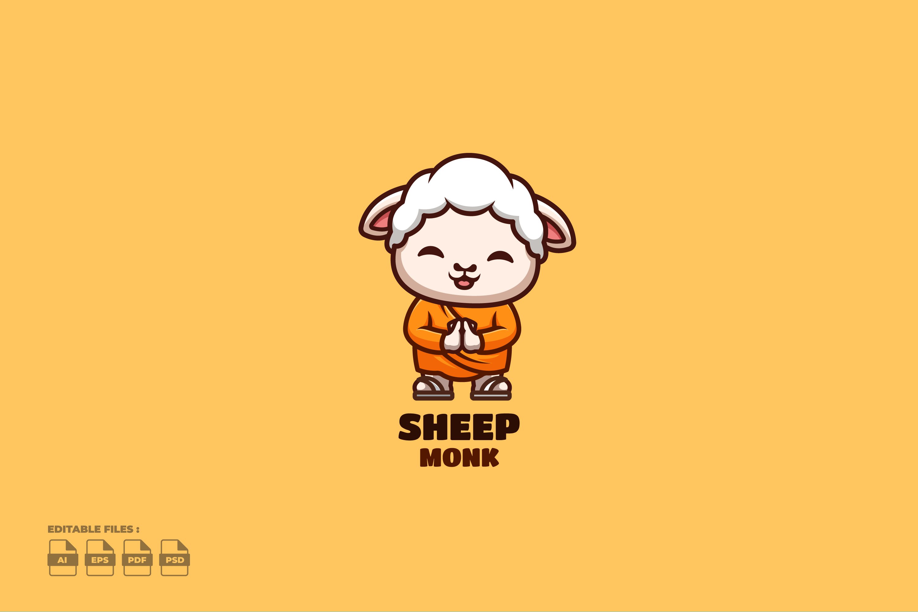 Monk Sheep Cute Mascot Logo cover image.