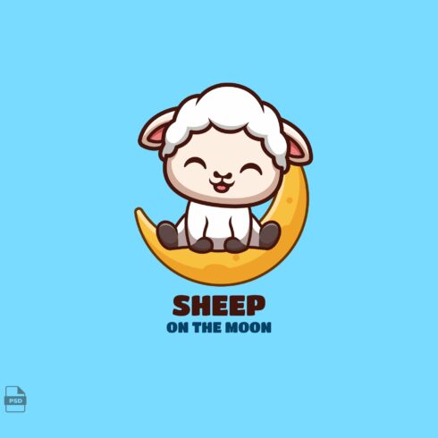 On The Moon Sheep Cute Mascot Logo cover image.
