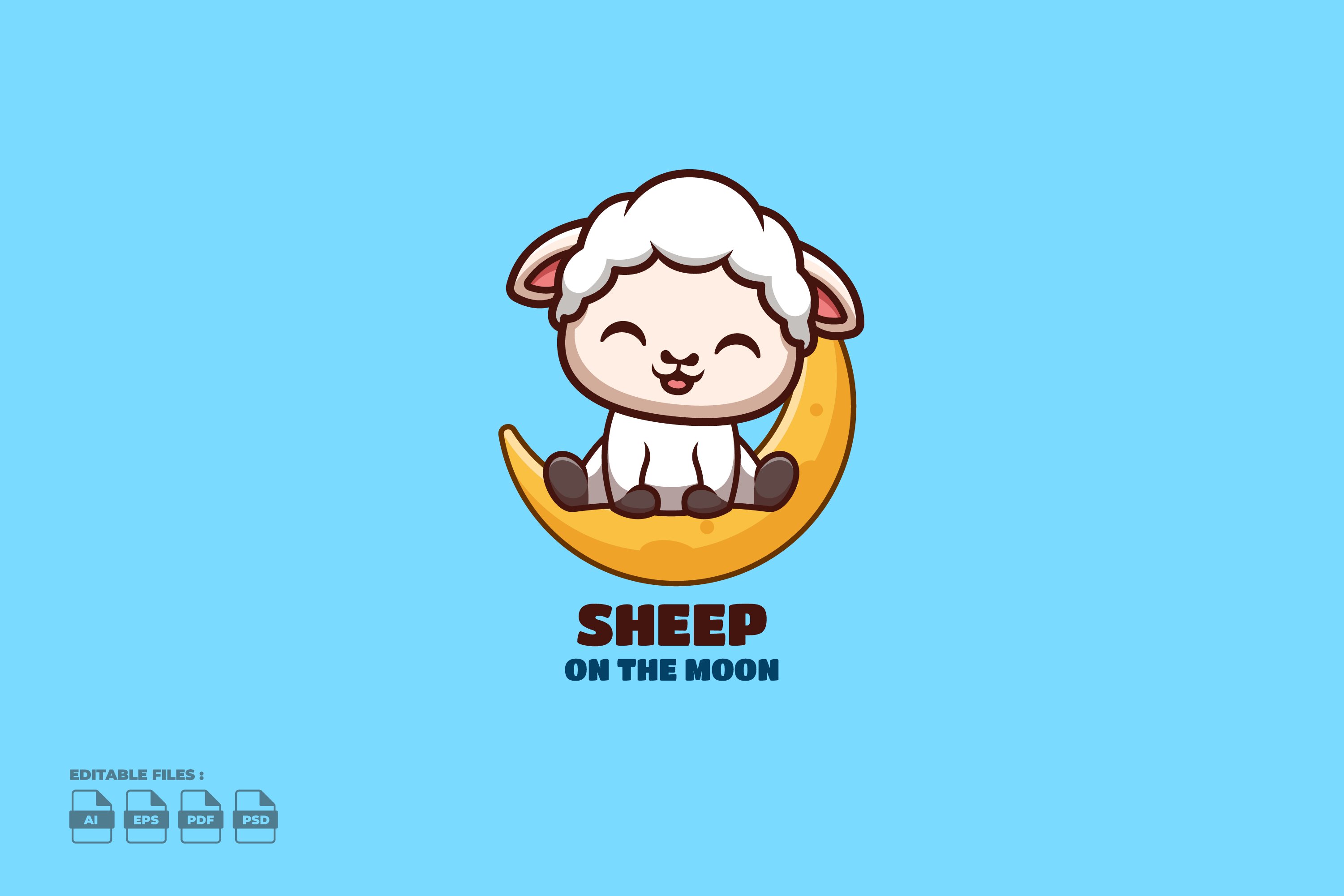 On The Moon Sheep Cute Mascot Logo cover image.