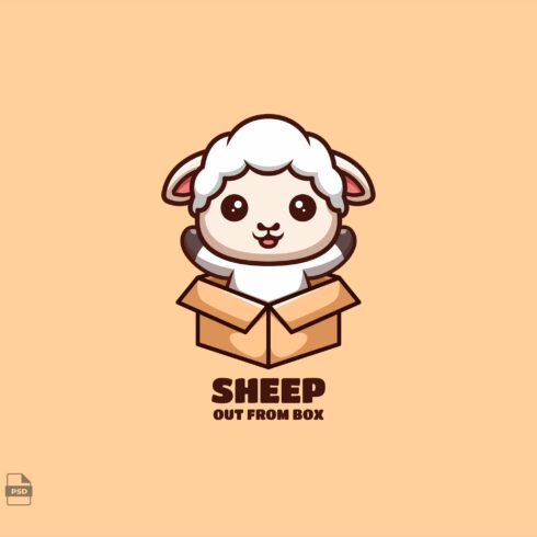 Out From Box Sheep Cute Mascot Logo cover image.