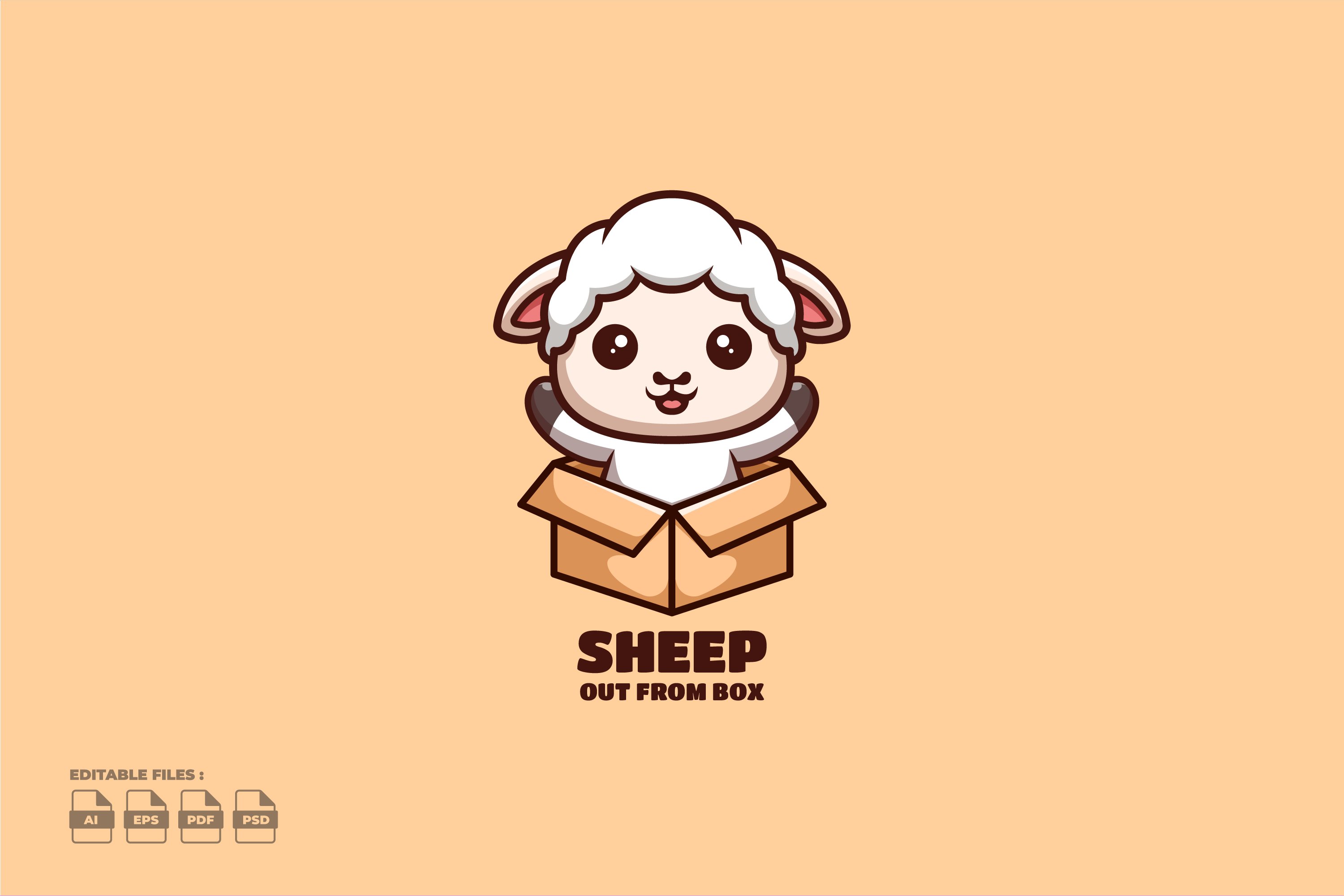 Out From Box Sheep Cute Mascot Logo cover image.