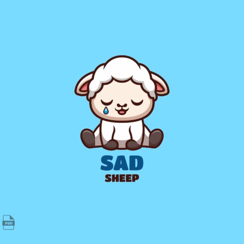 Sad Sheep Cute Mascot Logo cover image.