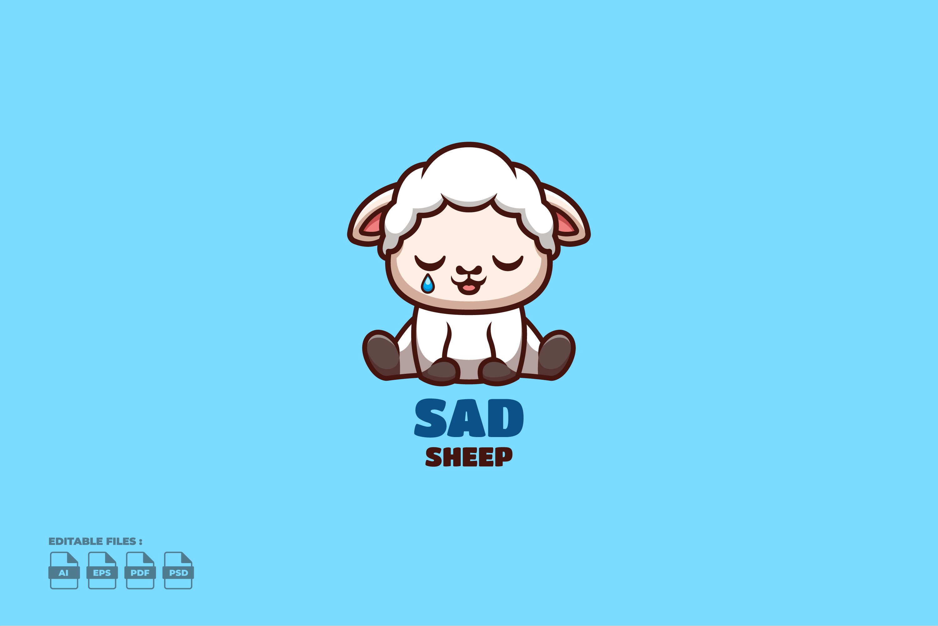 Sad Sheep Cute Mascot Logo cover image.