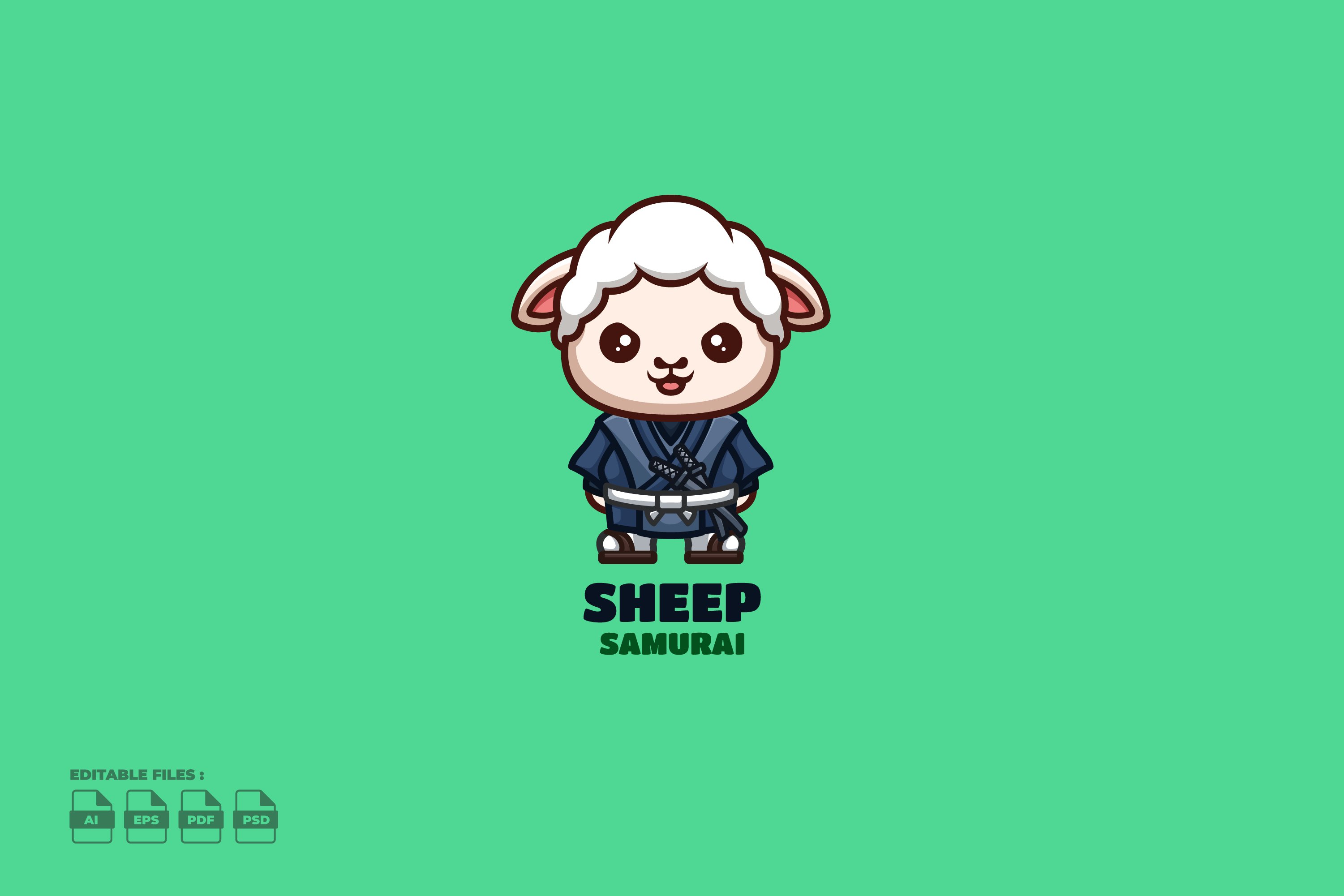 Samurai Sheep Cute Mascot Logo cover image.