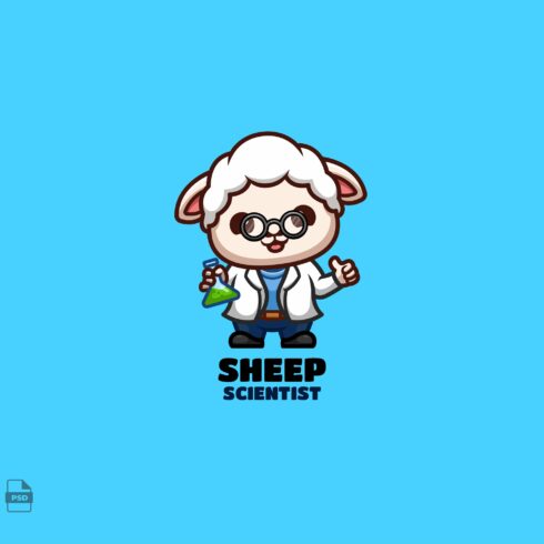 Scientist Sheep Cute Mascot Logo cover image.
