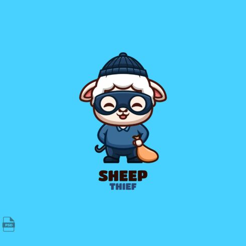 Thief Sheep Cute Mascot Logo cover image.