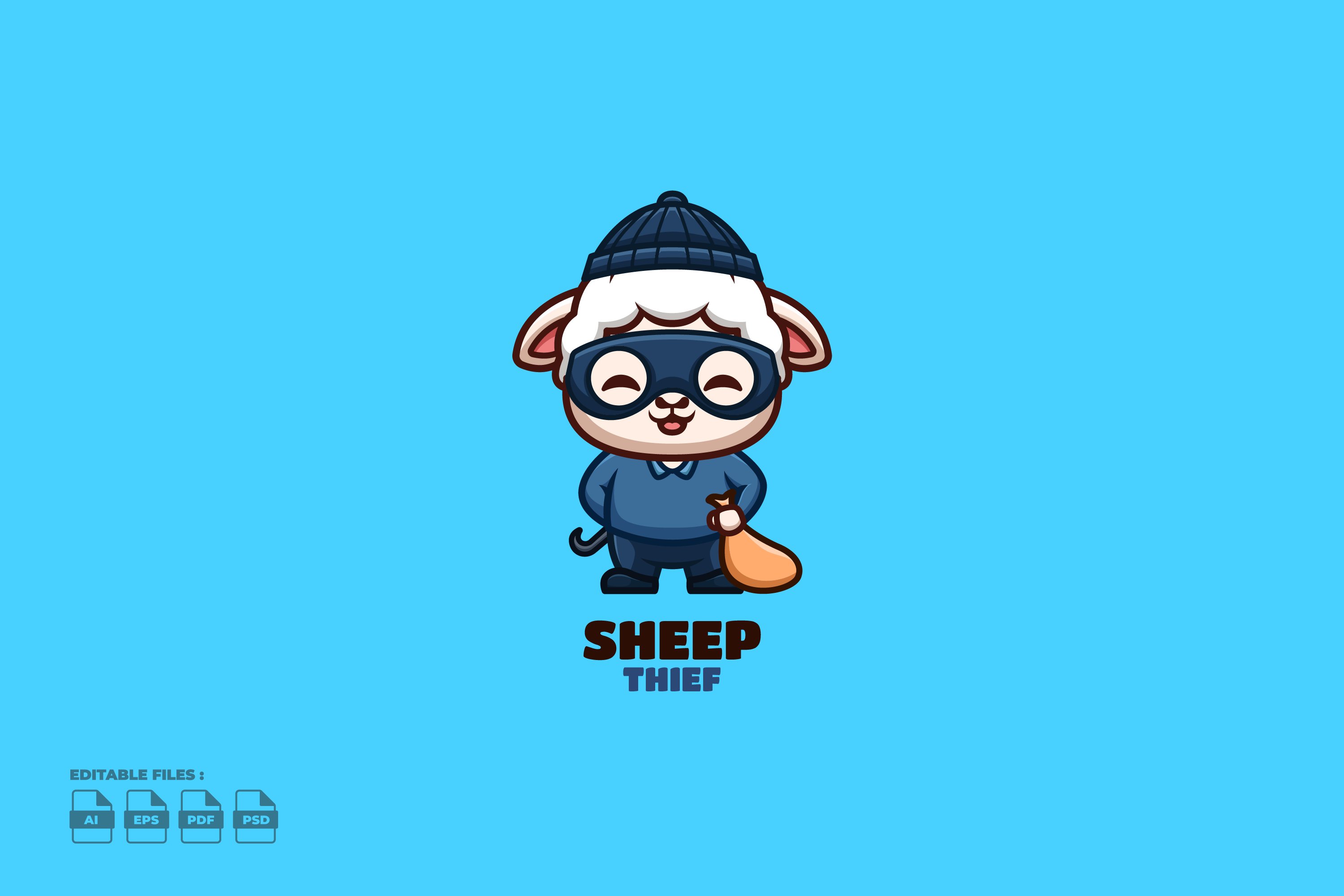 Thief Sheep Cute Mascot Logo cover image.