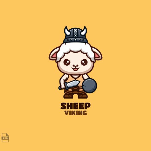 Viking Sheep Cute Mascot Logo cover image.