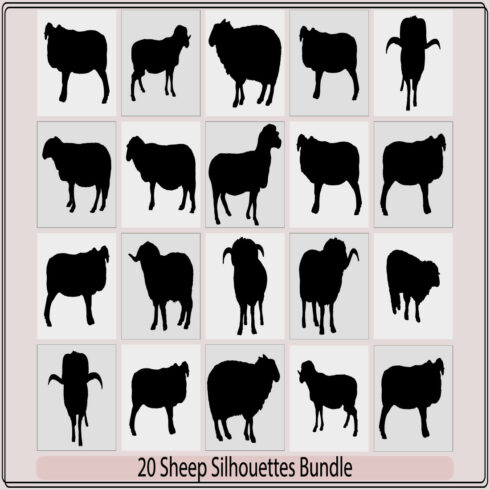 Sheep Silhouette,Sheep Icon,Sheep silhouette with standing pose,Lamb or Sheep icon, cover image.