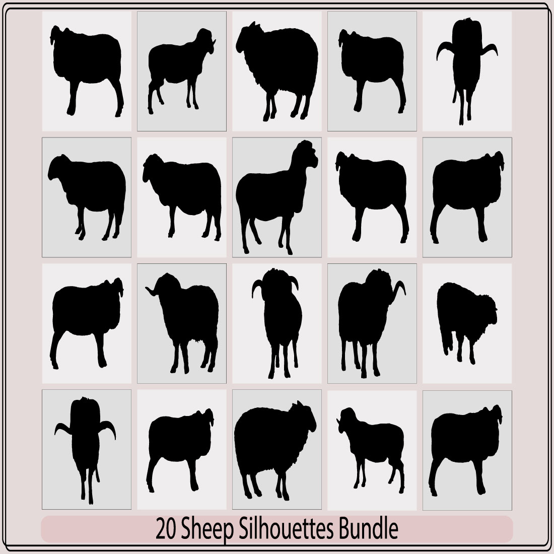 Sheep Silhouette,Sheep Icon,Sheep silhouette with standing pose,Lamb or Sheep icon, preview image.