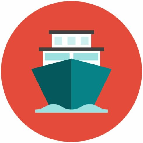 Ship flat icon cover image.