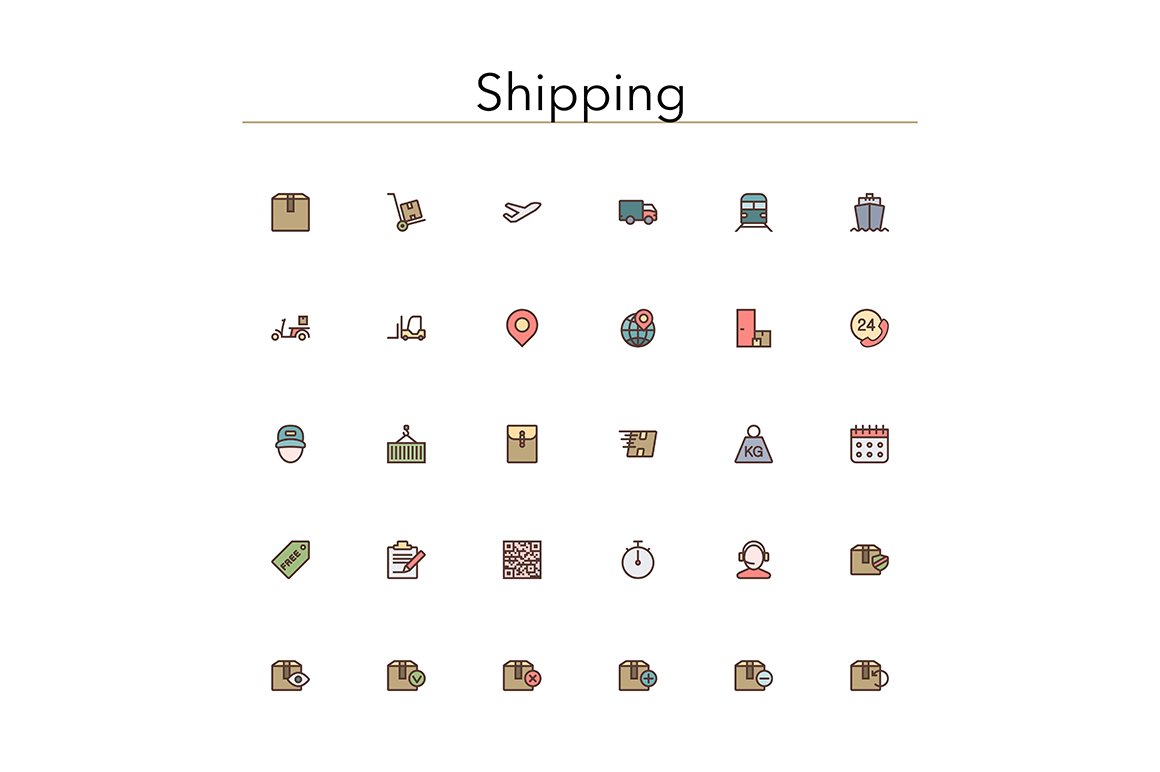 Shipping Colored Line Icons cover image.