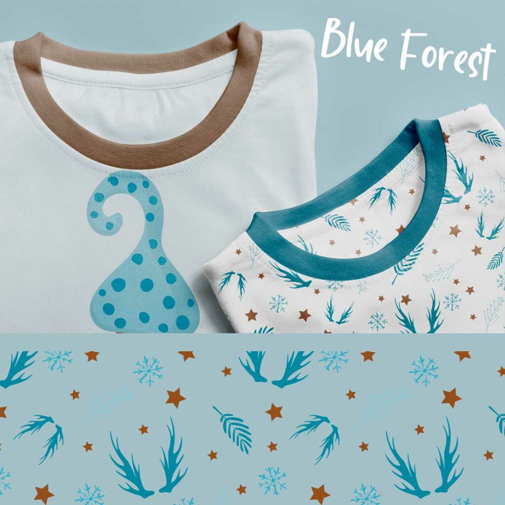 Blue forest patterns, clipart png,eps,jpeg - MasterBundles