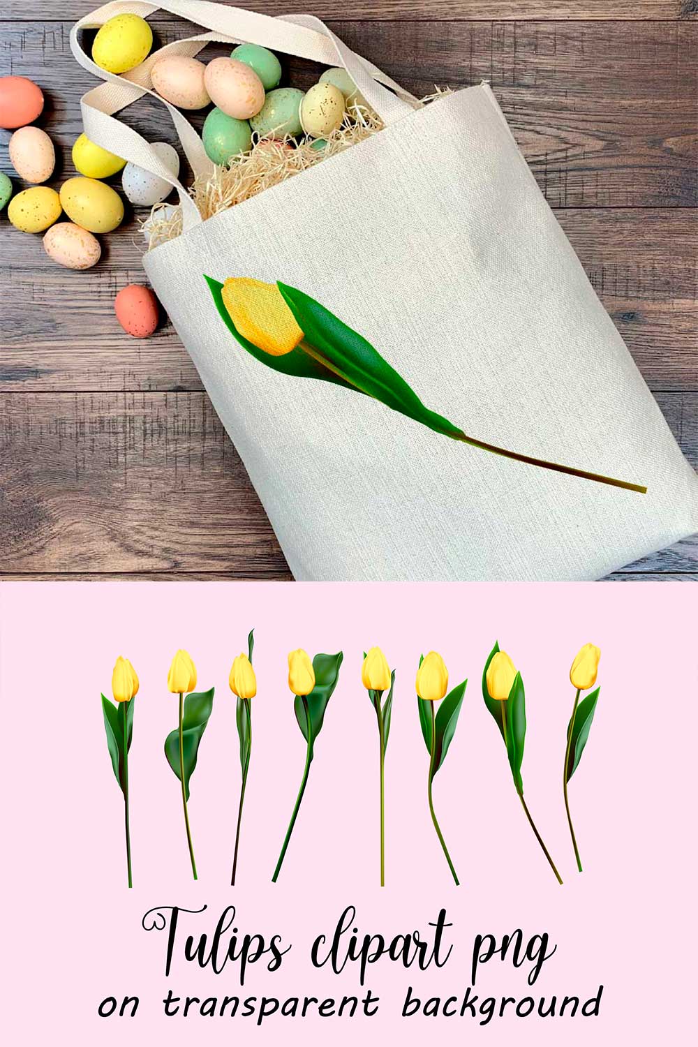 Yellow tulips clipart vector, png, jpeg pinterest preview image.