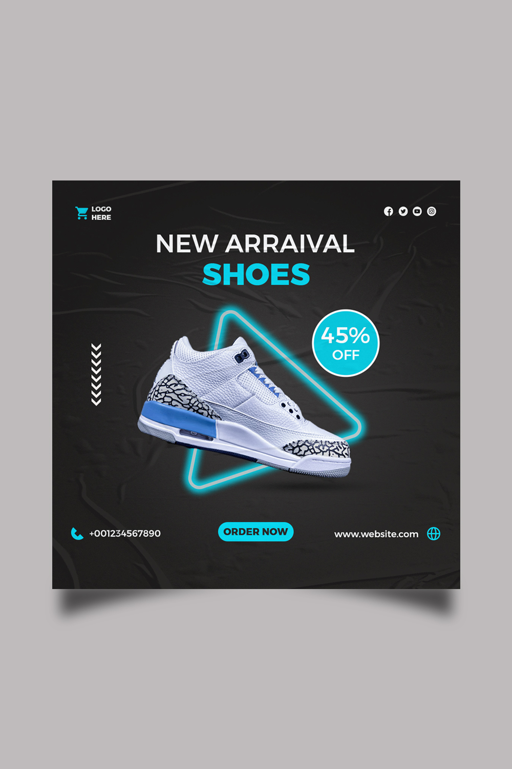 Shoes Social Media And Instagram Post Template pinterest preview image.