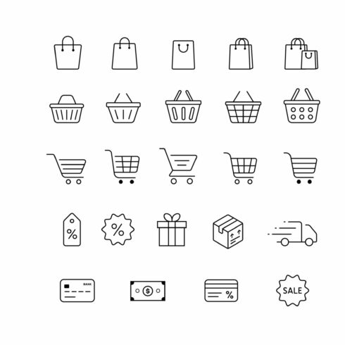 Online store shopping icons set. cover image.