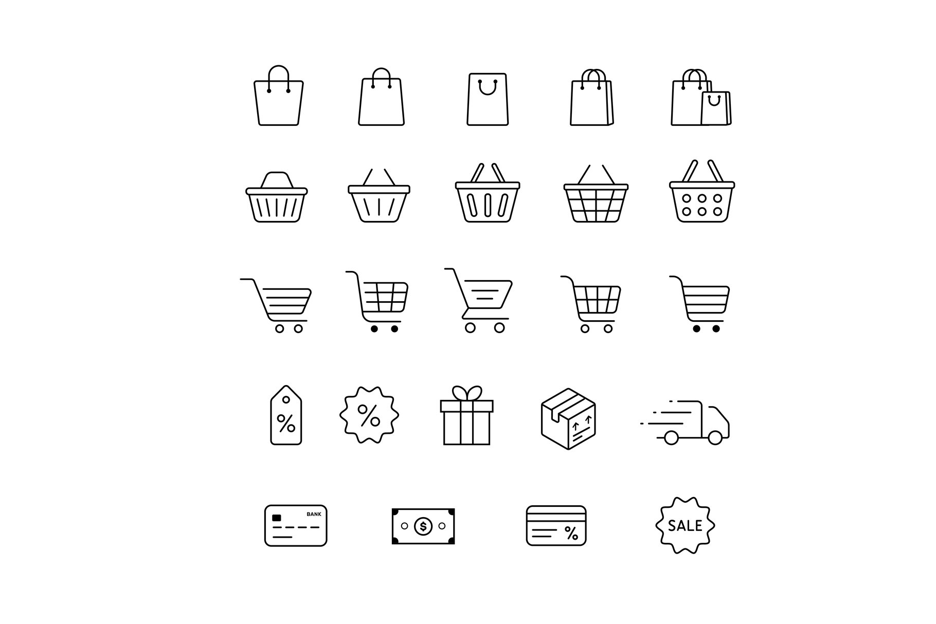Online store shopping icons set. cover image.