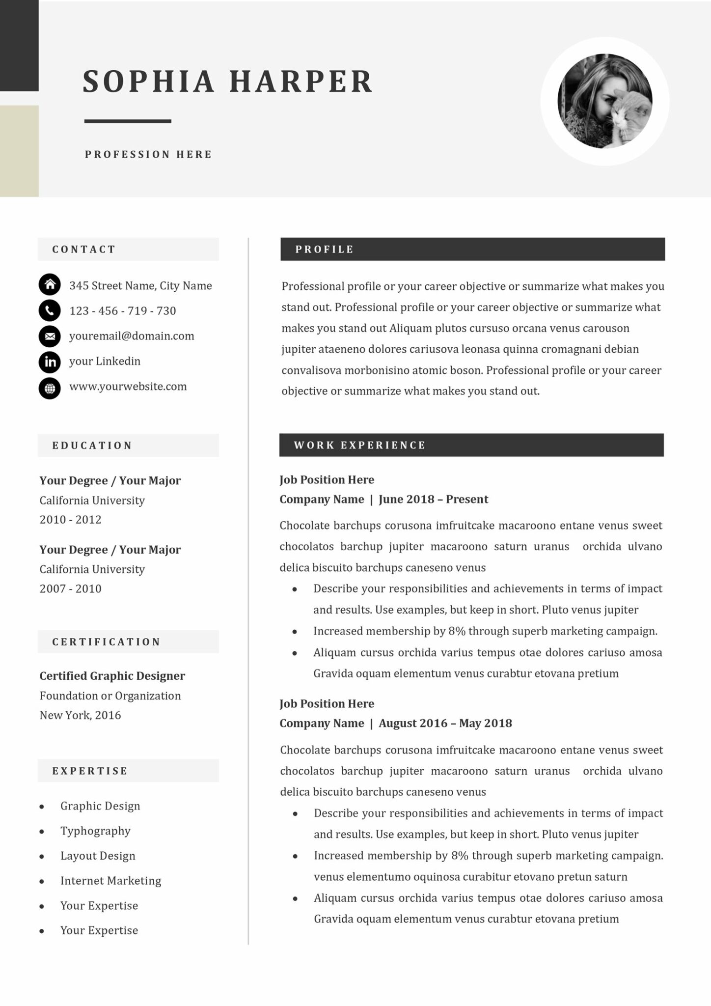 Resume CV Template for Word – MasterBundles